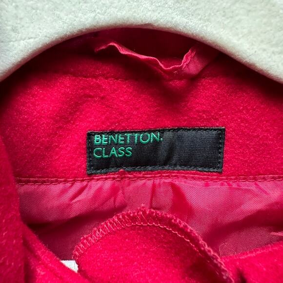 United Colors Benetton Class Girls Red Ruffle Soft Brushed Dress Coat 4 - Picture 3 of 9